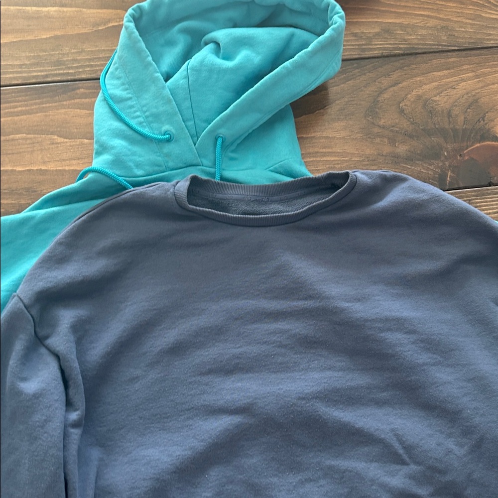 Alo Teal Hoodie and Navy Sweatshirt Bundle M/L